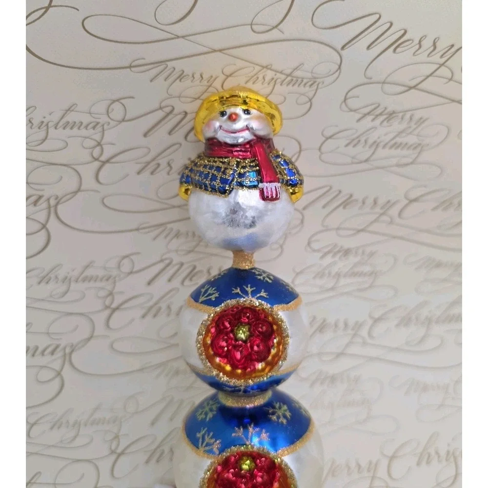 Christopher Radko Chilly Ball Gem Finial Reflector Snowman Poland 2005 8.5